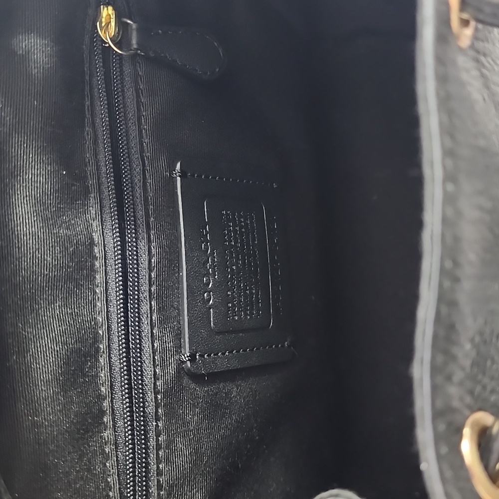 Coach Black Pebble Leather Backpack - Picture 3 of 6